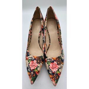 Nine West Floral High Heels Size 8.5M Man Made Material Round Toe